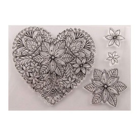 Heart Shaped Stamps for Crafts & Crafts - Clear Flowers - Christmas Card Decorations & Scrapbooking - Rubber Stamp for Craft