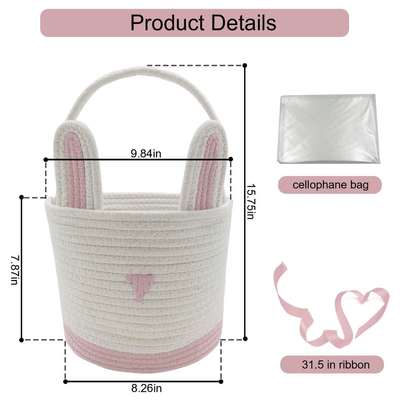 2 Pack Large Woven Easter Baskets for Kids - Boy
