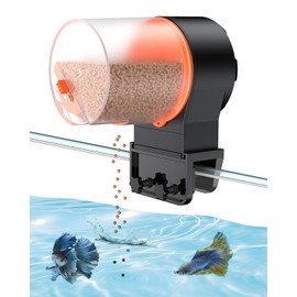 Pawfly Automatic Fish Feeder for Aquarium - Auto Vacation Timer Fish Food Dispenser for Pellets, Flakes & Strips, 100/200 ml Adjustable, Battery Operated (Battery Not Included)