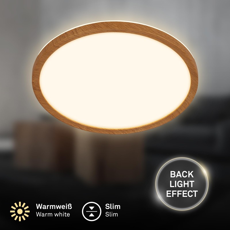 BRILONER - LED Ceiling Light with Indirect Light, Flat, Warm