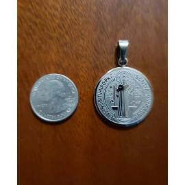 St Benedict (S. Benito) Medal Stainless Steel Charm Pendant Necklace Gold Color