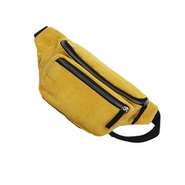 minkissy Yellow Corduroy Crossbody Pouch for Women Fashionable Waist Bag with Capacity for Outdoor Activities Shopping Dog Walking and Travel Stylish Chest Pack