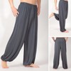 Men's Modal Lantern Yoga Pants - Thin, Loose, Plus Size for Summer Leisure (Middle-aged & Seniors) Tai Chi Small Size (Weight 60-90kg)/Black 5ea