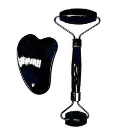 Lmlliang Gua Sha Facial Tools Jade Roller Set for Skin Care, Improve Wrinkles,Guasha Tool for Face, for Facial Care Tool(Black)