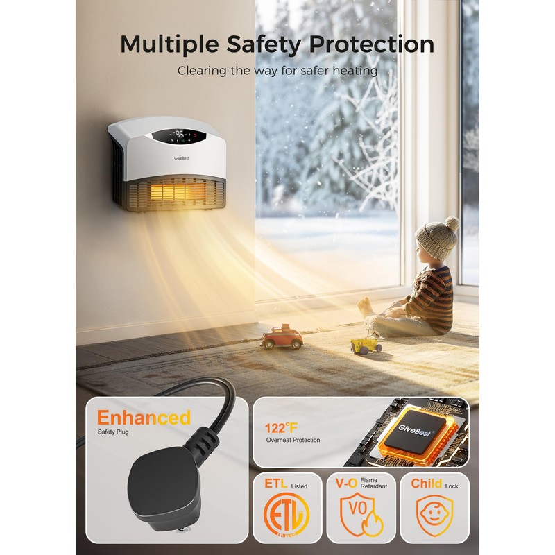 GiveBest Electric Wall Heater with WiFi and Remote Control, Floor