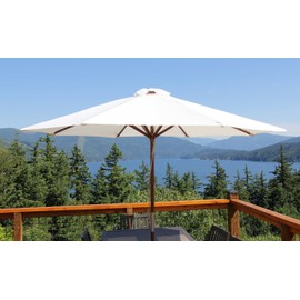 Heininger 1289 DestinationGear Classic Wood Natural 9' Market Umbrella