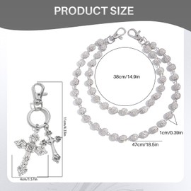 Mzario Wallet Chain,Bohemian Pants Chain,Chains for Jeans, with 1 Pcs Double Cross Keychain for Men Women, Hipster Jeans Chains, Clothing Bag Accessories
