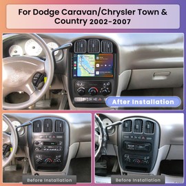 Hikity Android Car Stereo for Dodge Caravan/Chrysler Town & Country 2002-2007 Radio 2+64GB 10.1 Inch Touchscreen Car Radio Carplay Android Auto GPS Navigation WiFi Bluetooth FM EQ Backup Camera