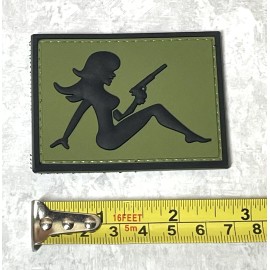 Unbranded Girl with Pistol Tactical Rubber PVC Patch, Girl Gun Facing Right Morale Patches