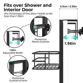 ODesign Over The Door Shower Caddy, 3-Tier Adjustable Hanging Caddy with 4 Hooks, Rustproof Bathroom Organizer with Suction Cup, Shower Shelf Rack for Shampoo, Razor - Black
