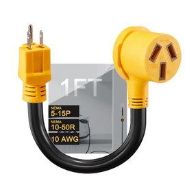 Toptozl EV Charger Adapter Cord NEMA 5-15P to 10-50R Dryer Power Adapter, Heavy Duty STW 10AWG, 3 Prong Home Outlet Male to 3 Prong 120V Dryer EV Female, 12 Inch, ETL Listed