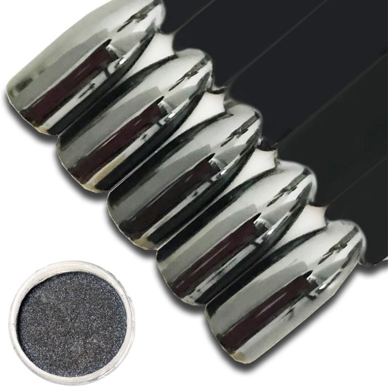 1Pcs Black Chrome Nail Powder Nail Glitter Powder Shining Chrome