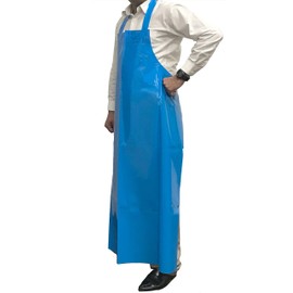 KLEEN HANDLER Blue Waterproof TPU Bib Apron with Adjustable Neck, 7.8 Mil