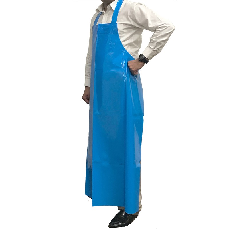 KLEEN HANDLER Blue Waterproof TPU Bib Apron with Adjustable Neck,