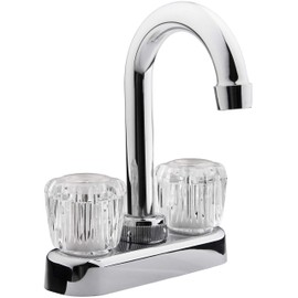 Dura Faucet DF-PB150A-CP RV Swivel Bar Faucet with Clear Acrylic 2-Knobs - 6-inch Spout (Chrome)