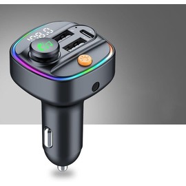 FANTIA Transmisor FM Bluetooth 5.3 para Auto, Adaptador Bluetooth para Carro con 2 USB-A&1 USB-C Carga Rápida, Reproductor Música para Coche con Deep Bass, Llamadas Manos Libres