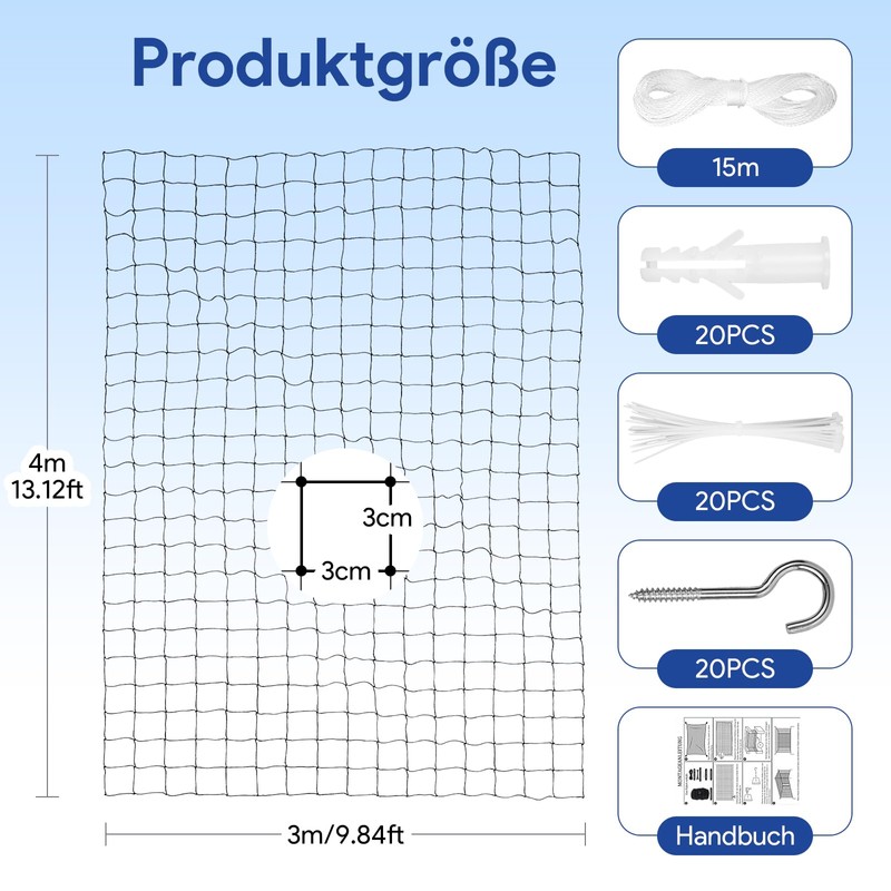 Cat Net for Balcony, Size 3 x 4 m, Includes