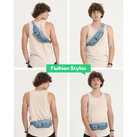 WATERFLY Riñonera para mujeres y hombres, resistente al agua, pequeña bolsa de cintura con 4 bolsillos para correr, viajar, senderismo, caminar, bolso cruzado ligero para todos los teléfonos, Azul,