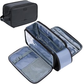 ZEEMO Travel Toiletry Bag for Men, Medium Water-Resistant Double-Sided Full-Open Dopp Kit, Versatile Organizer for Shower and Hygiene Accessories, Bathroom Essentials, Cosmetics, Large, Black