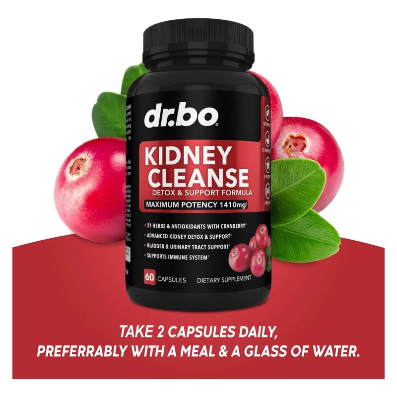 Dr. Bo Kidney Cleanse Limpieza De Riñones Detox 60 Cápsulas