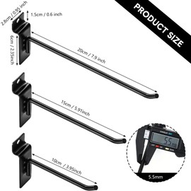 Ferraycle 24pcs Slatwall Hooks Assortment Kit 4/6/8 Inch Heavy Duty Slatwall Accessories Slat Wall Hanging Panel Hooks Display for Garage Shop Retail Organization Pegboard Gridwall(Black)