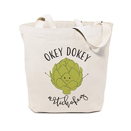 The Cotton & Canvas Co. Okey Dokey Artichokey Reusable Grocery Bag and Farmers Market Tote Bag