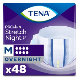 Tena ProSkin Overnight Incontinence Adult Diaper for Women & Men, Stretch, Brief, Medium, 48 Count (4 Packs of 12) Packaging May Vary
