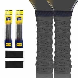 2-Pack Pickleball Paddle Overgrip Tape - Anti-Slip Replacement Grip Wrap for Pickleball Rackets - Shock Absorbing & Moisture Wicking - Easy Installation & Long Lasting Performance (Black)