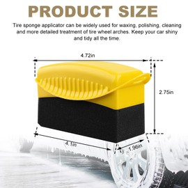 Ohleats 1 PCS Tire Dressing Applicator, Wheel Dressing Tire Shine Applicator Pad with Lid, Reusable Wheel Detailing Foam Tire Waxing Wipe Polishing Sponge, Universal Car Accessories (Yellow)