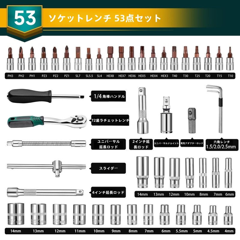 Korekaou Socket Wrench Set, Ratchet Wrench Set, Car Wrench, Sleeve,