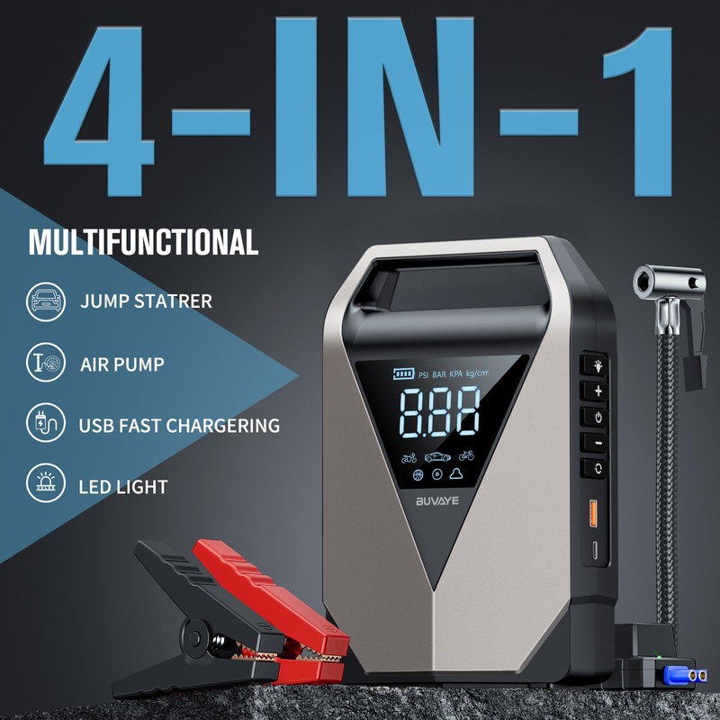 Jump Starter Battery Charger Portable Power (Grey)