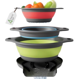 Qimh - colador plegable sobre el fregadero, para cocina apto para lavavajillas, para pasta, verduras y frutas. Coladores de alimentos con asas extensi