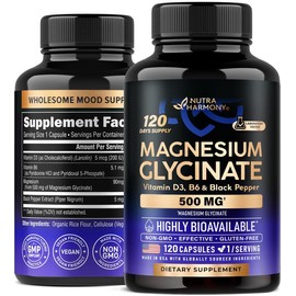 Magnesium Glycinate 500 mg with Vitamin D3 & B6 | Chelated for 98% Absorption | Supports Sleep, Muscle & Heart Health | Vegan, Non-GMO | Made in USA | 120 Capsules, 4-Month Supply