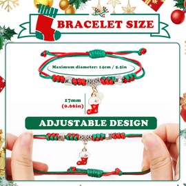 Encuryna Christmas Bracelets, 12 Pieces Advent Calendar Jewellery Adjustable Rope Bracelet Luminous Bracelet Exquisite Christmas Bracelet Couple Bracelet Gift for Friends Family, Polyester