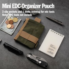 VIPERADE VE28 6-in-1 Mini EDC Pouch Mini Pockets Organiser with 6 Pockets, Small EDC Pocket Organiser, Mini Multitool Bag, Key Bag, Small Men's Purse, Small Backpack, Additional Bag, Green + Khaki