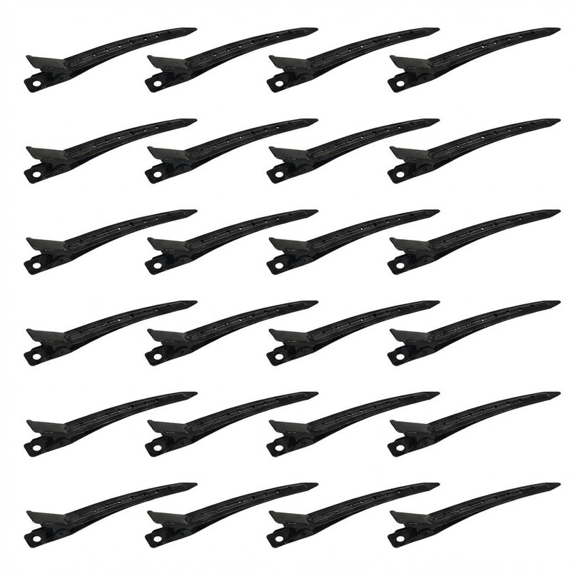 24Pzs Pinzas de Pato, Pinzas Cabello de Metal Resistente, negro