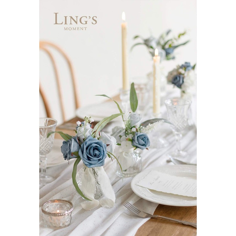 Ling's Moment Artificial Rose Buds and Petite Roses w/Stem Pack