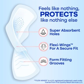 Always Infinity Feminine Pads for Women, Flexfoam Pads with Wings, Size 2, Heavy Absorbency, Unscented, 46 Count