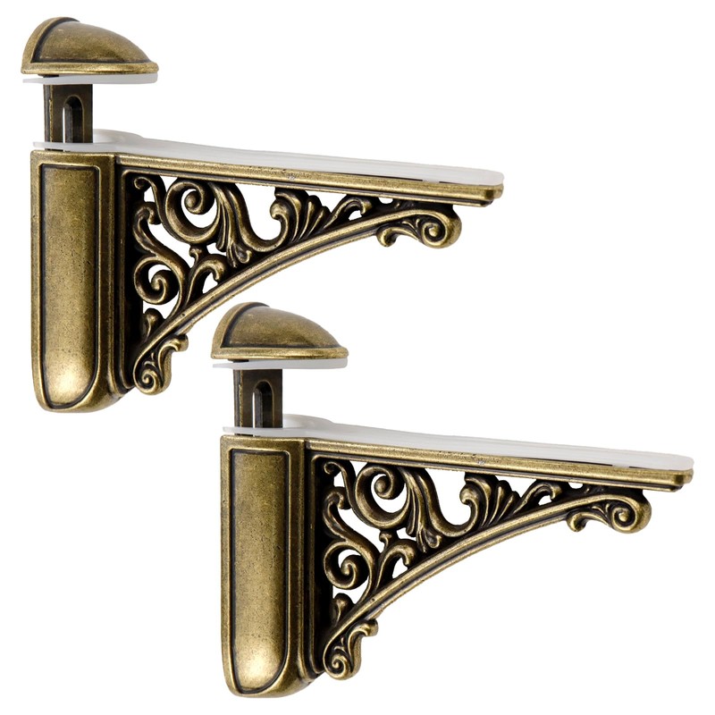 Chinflly Adjustable Glass Floating Shelf Brackets,2 PCS Antique Glass Shelf
