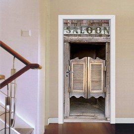 KACOLOR 3D Stairs Art Door Sticker for Bedroom Livingroom Bathroom, 2PCS Wall Decal Self-Adhesive Waterproof Removable Door Murals Wallpaper Home Decoration (S, F064)