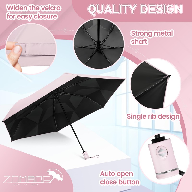 ZOMAKE Travel Folding Umbrella Auto Open Close - Compact Memory