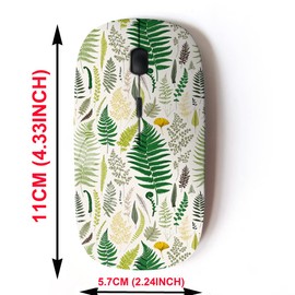 mouse inalámbrico 2.4G con bonito diseño de patrón para todos los portátiles y computadoras de computadora con nano receptor, helechos clásico