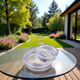 2Pcs Clear Standard Size Silicone Umbrella Hole Ring Plug and Cap Set for Glass Outdoors Patio Table Deck Yard 2 Inch Patio Table Umbrella Hole Ring and Cap Set Clear Patio Table Umbrellas and Shade