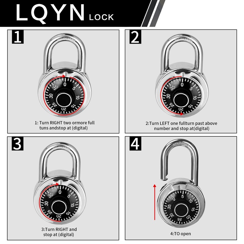 Combination Lock, LQYN Standard Dial Combination Lock, Pack of 1;
