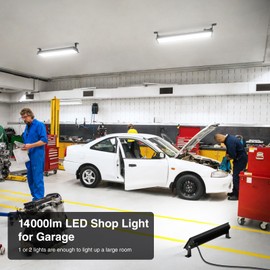 Onforu LED Shop Lights,100W 14000lm Ultra Bright LED Work Lights with Plug,6500K Daylight White Garage Light,IP66 Waterproof Lighting for Garage Warehouses Workshop(2 Pack)