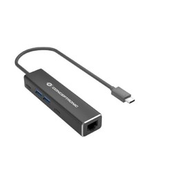 CONCEPTRONIC ABBY14B 2.5G Ethernet USB 3.2 Gen 1 Adapter with USB Hub, 2.5GbE, USB-A x 2, USB-C x 2