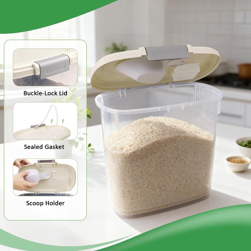 Large Rice Storage Container 20 Lbs - Tall Flour Container