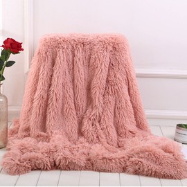 MYRU Plush Super Soft Blanket Bedding Sofa Cover Furry Fuzzy Fur Warm Throw Qulit Cozy Couch Blanket for Winter (51"x63", Dirty Pink)
