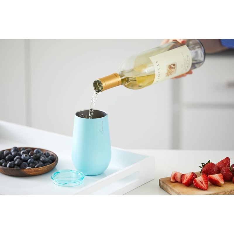 Rabbit Double Walled Stainless Steel Wine Tumbler, Includes Splash-Free Sliding