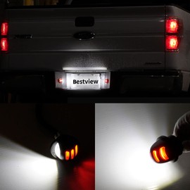 Bestview LED License Plate Lights Tag Lamp Assembly Red OLED Neon Tube Socket Wiring Harness for Ford F150 F250 F350 F450 F550 Superduty Ranger Explorer Bronco Excursion Expedition,6000K White,2 PCS